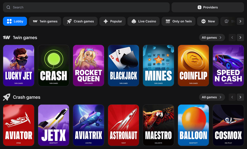 1Win casino games