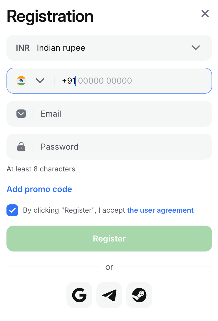 Registering a 1win account with a promo code